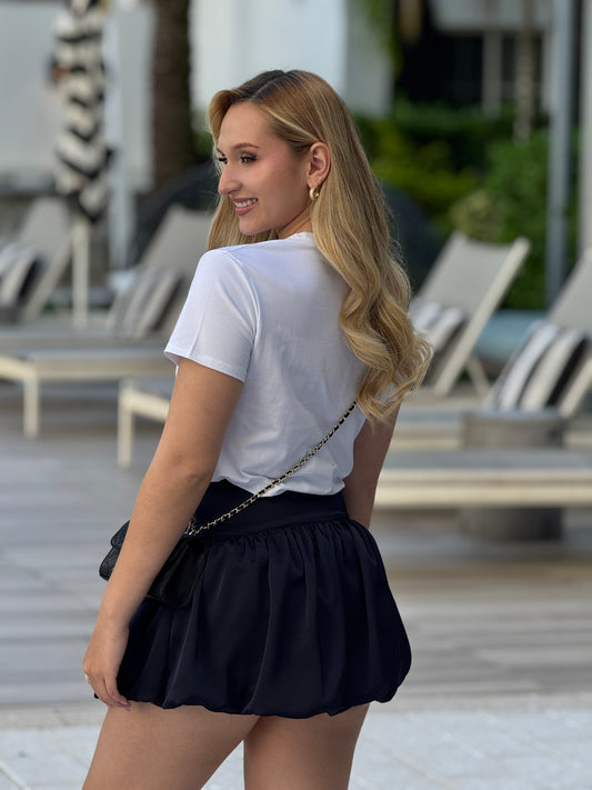 Glam Navy Satin Skirt