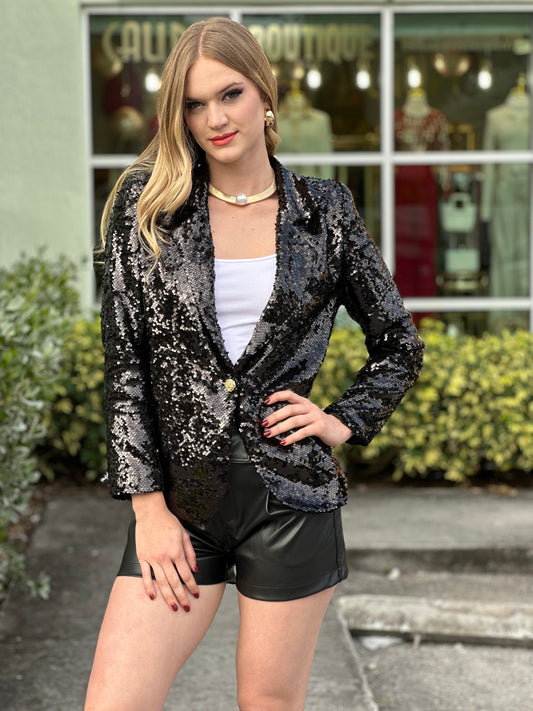 Farrah Black Sequin Blazer