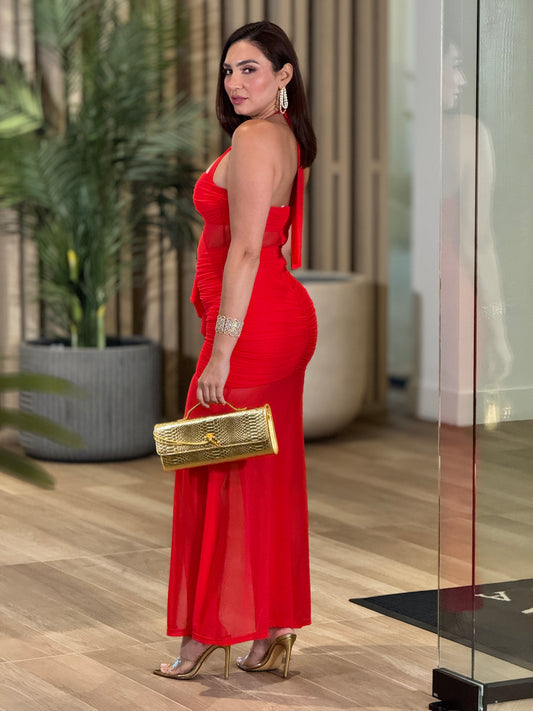 Carmela Red Mesh Dress Gala