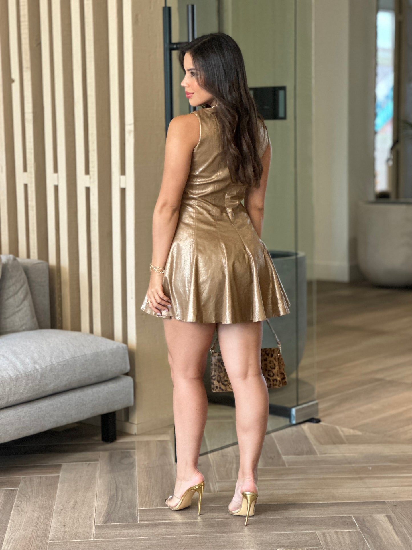 Capital Gold Leather Dress