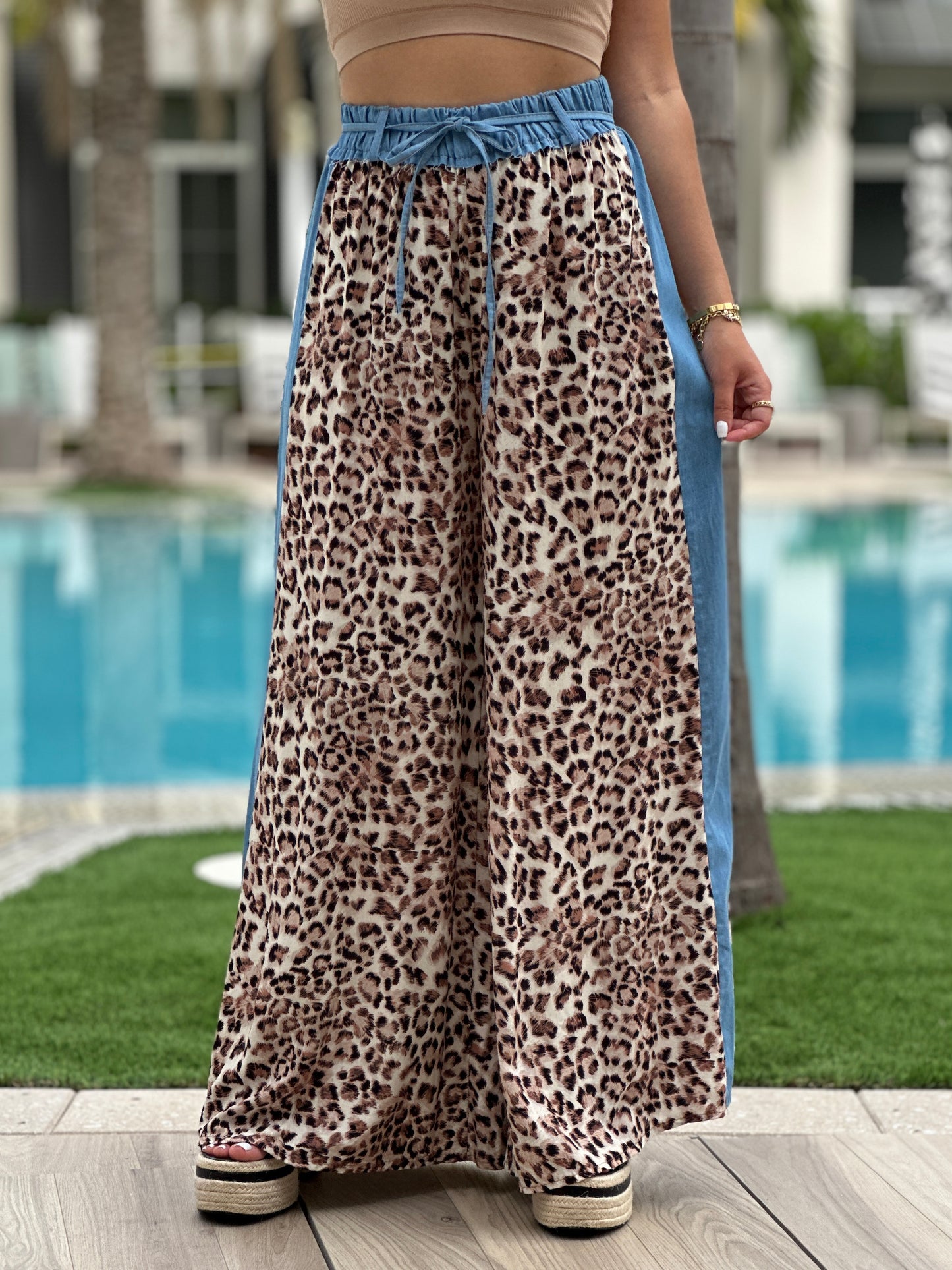 Maitte Denim/Leopard Pants