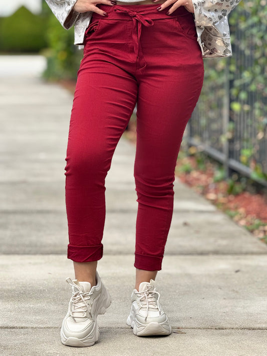 Katy Burgundy Italian Joggers