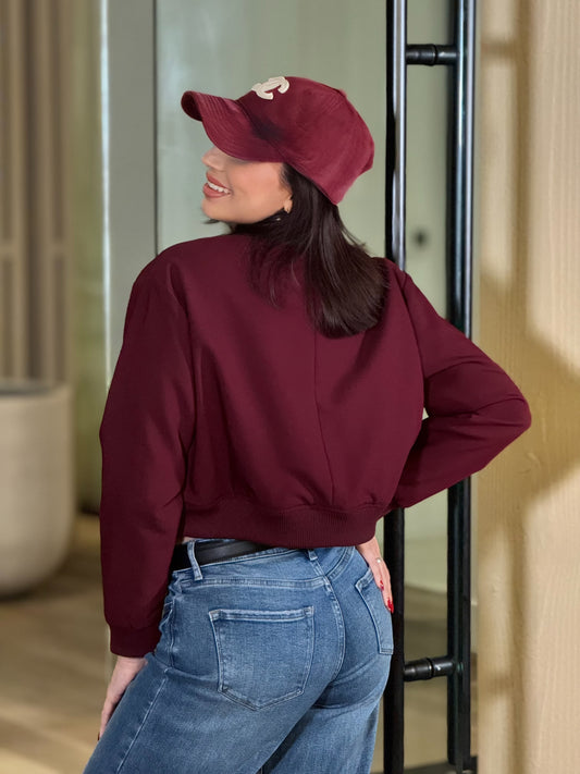 Astrid Burgundy Bomber Jacket