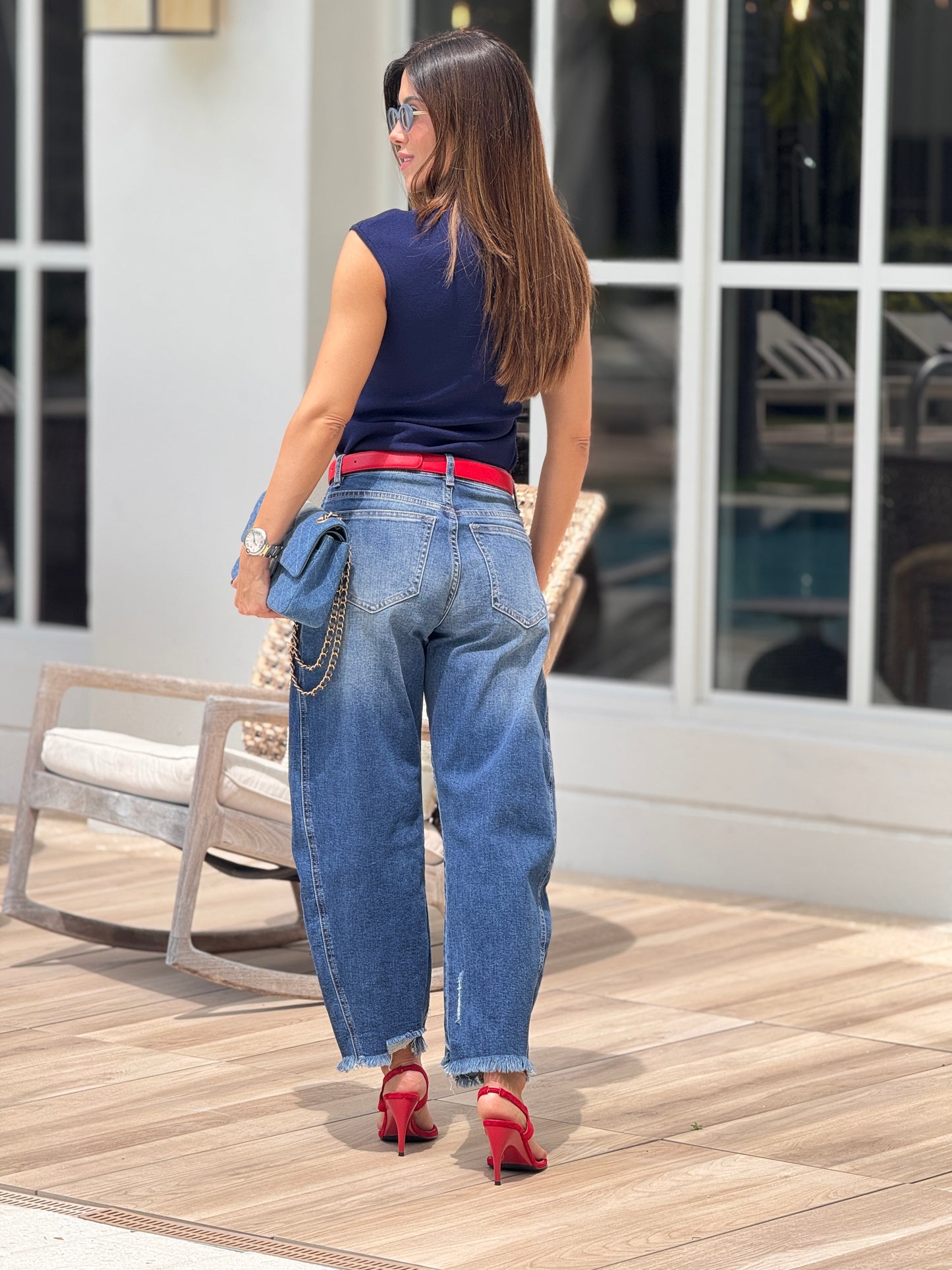 Muy Napo Navy/Red Cords Vest Top