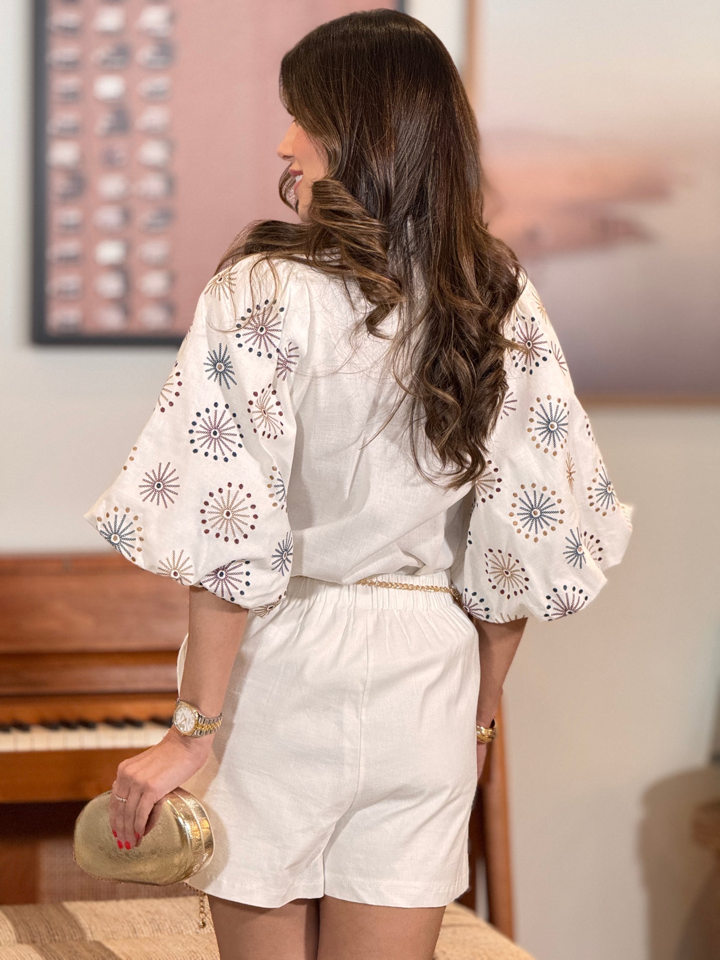 Fireworks White Sequin Short Set