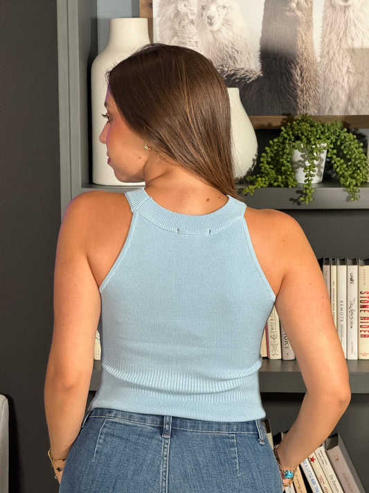 Cece Blue Bow Top