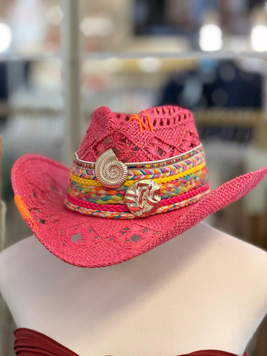 Boho Hot Pink Hat