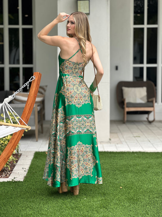 Bombay Green Satin Dress