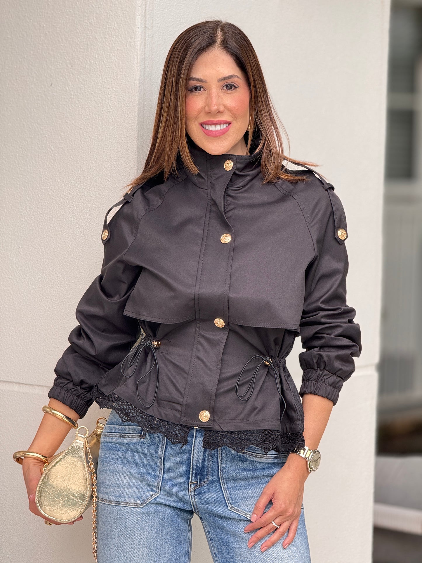 Wellington Black Lace Moto Jacket Top