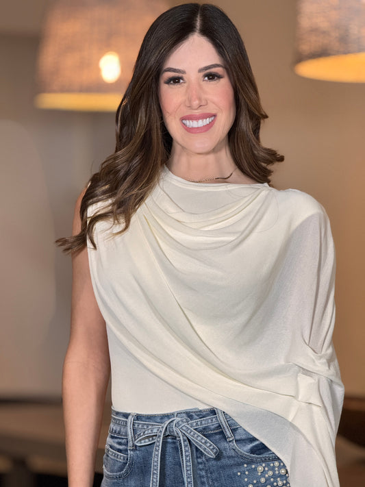 Cactus Ivory Asymmetrical Top