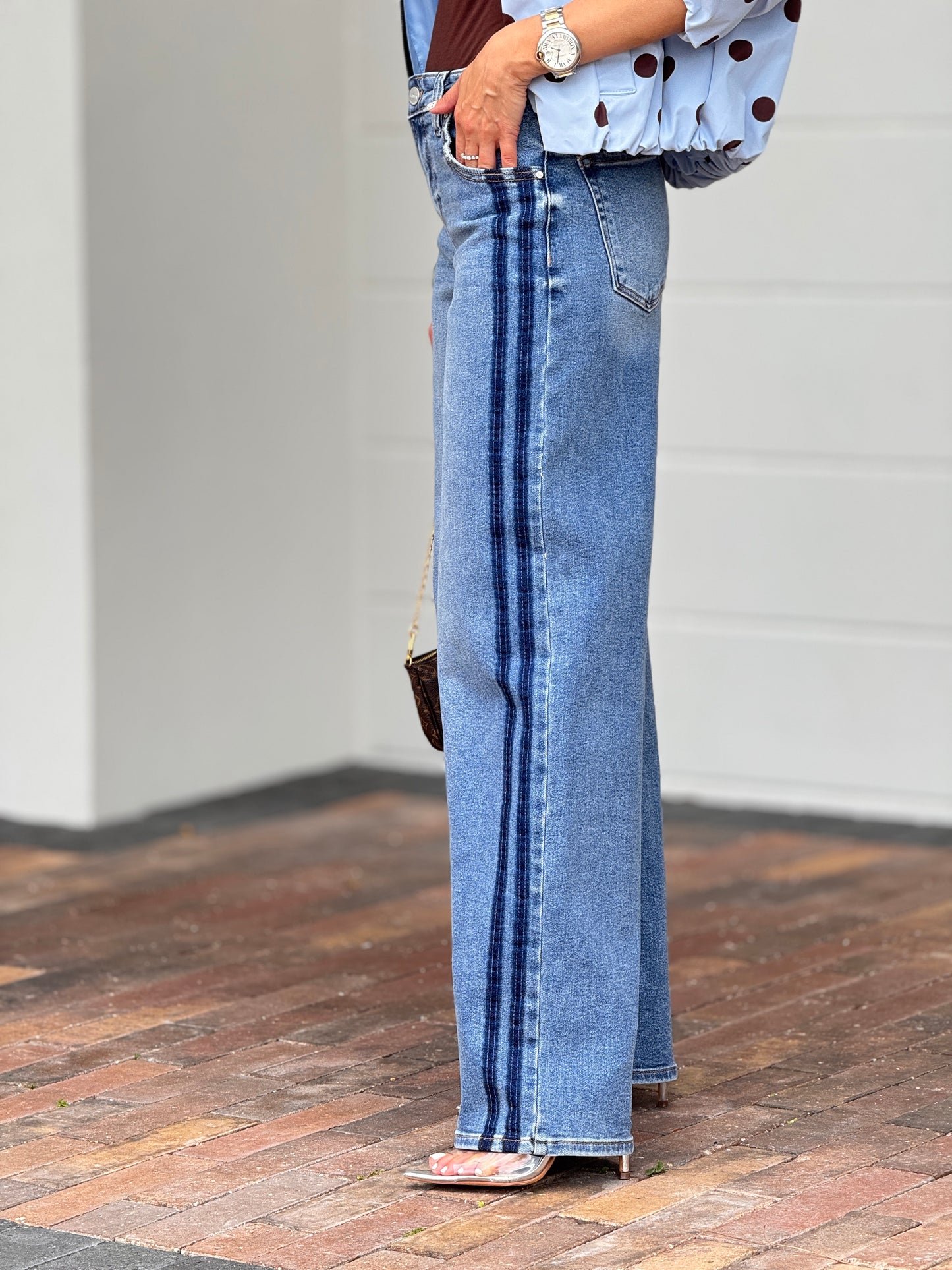 Risen Mid Denim Double Lines Jeans