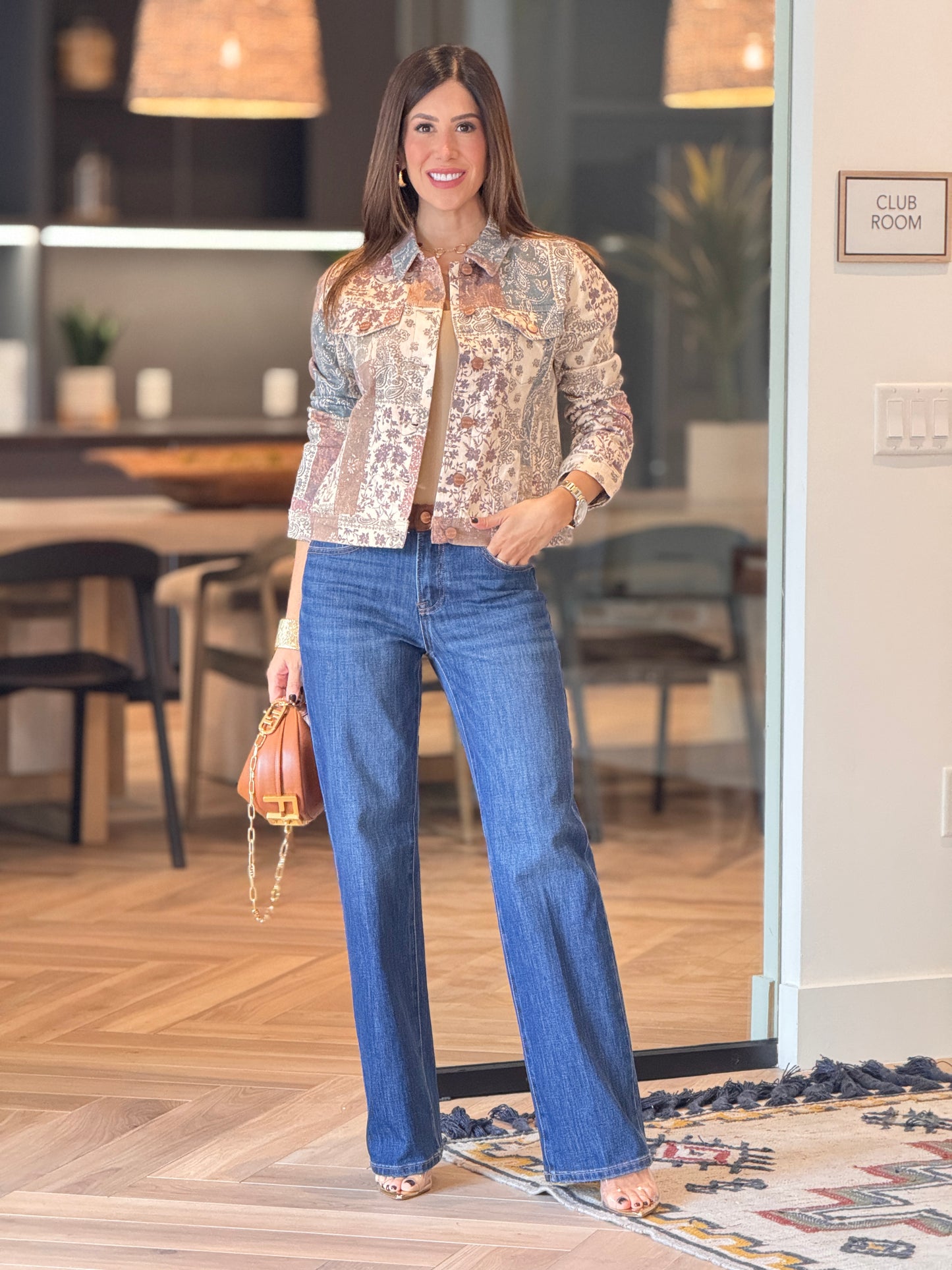 Risen Brown Waist Straight Jeans