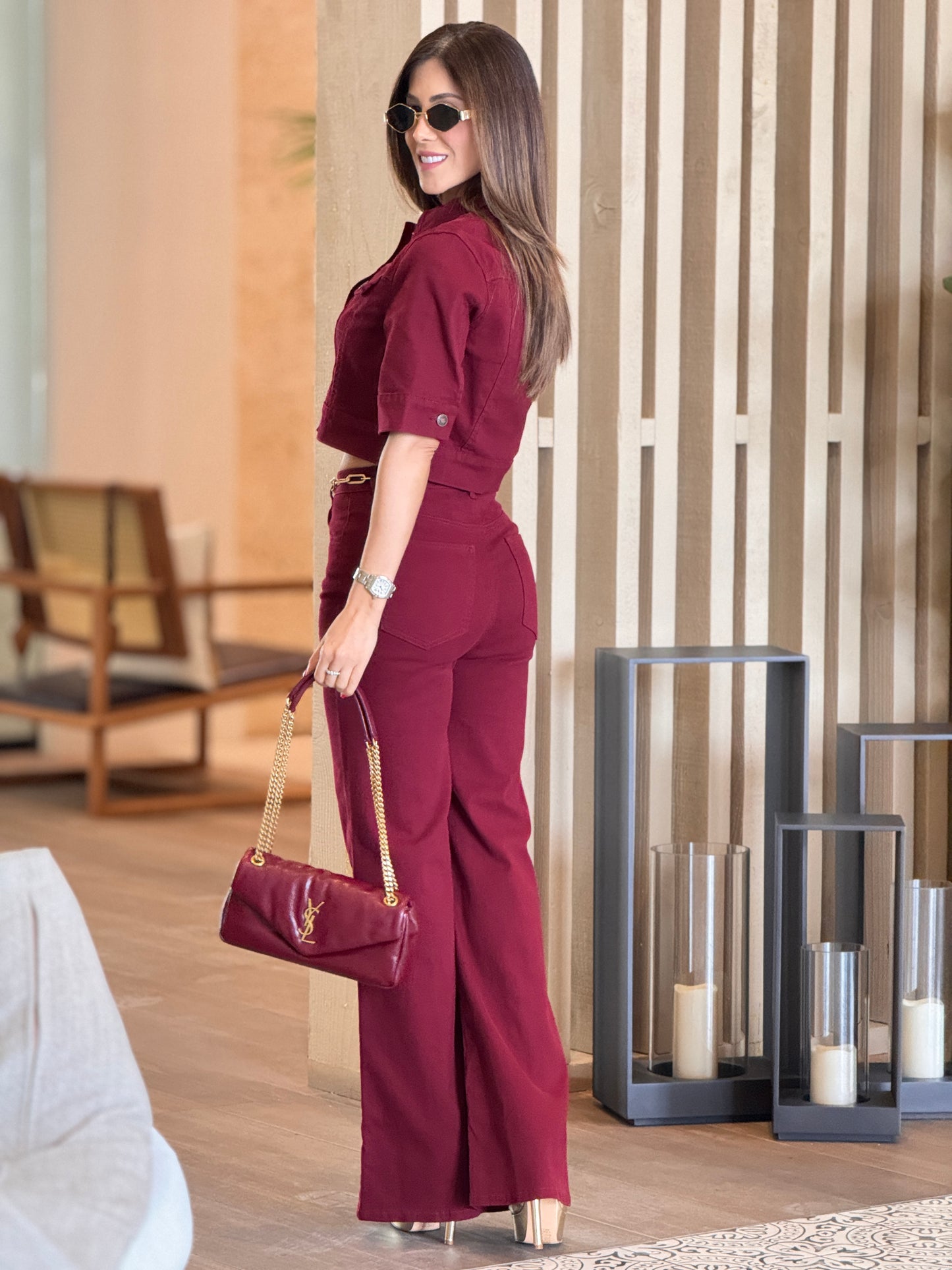 Jealousy Burgundy Denim Vest Set