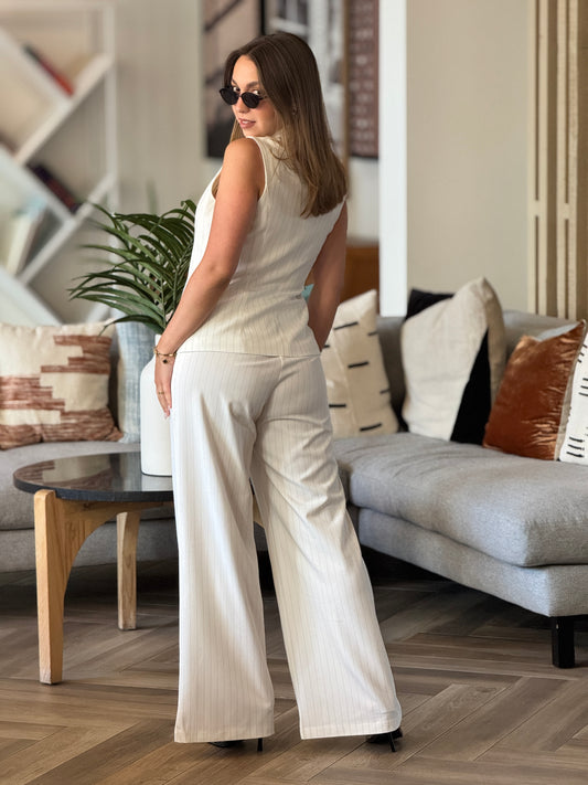 Meredith White Lines Vest Set