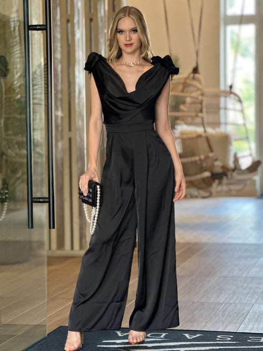 Camilla 3D Flower Satin Jumpsuit