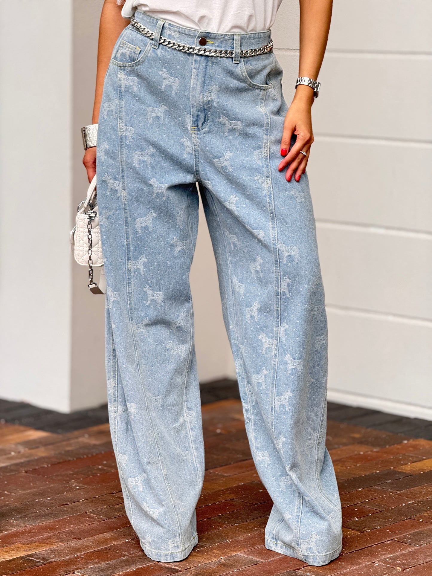 Erika Light Horse Pattern Jeans