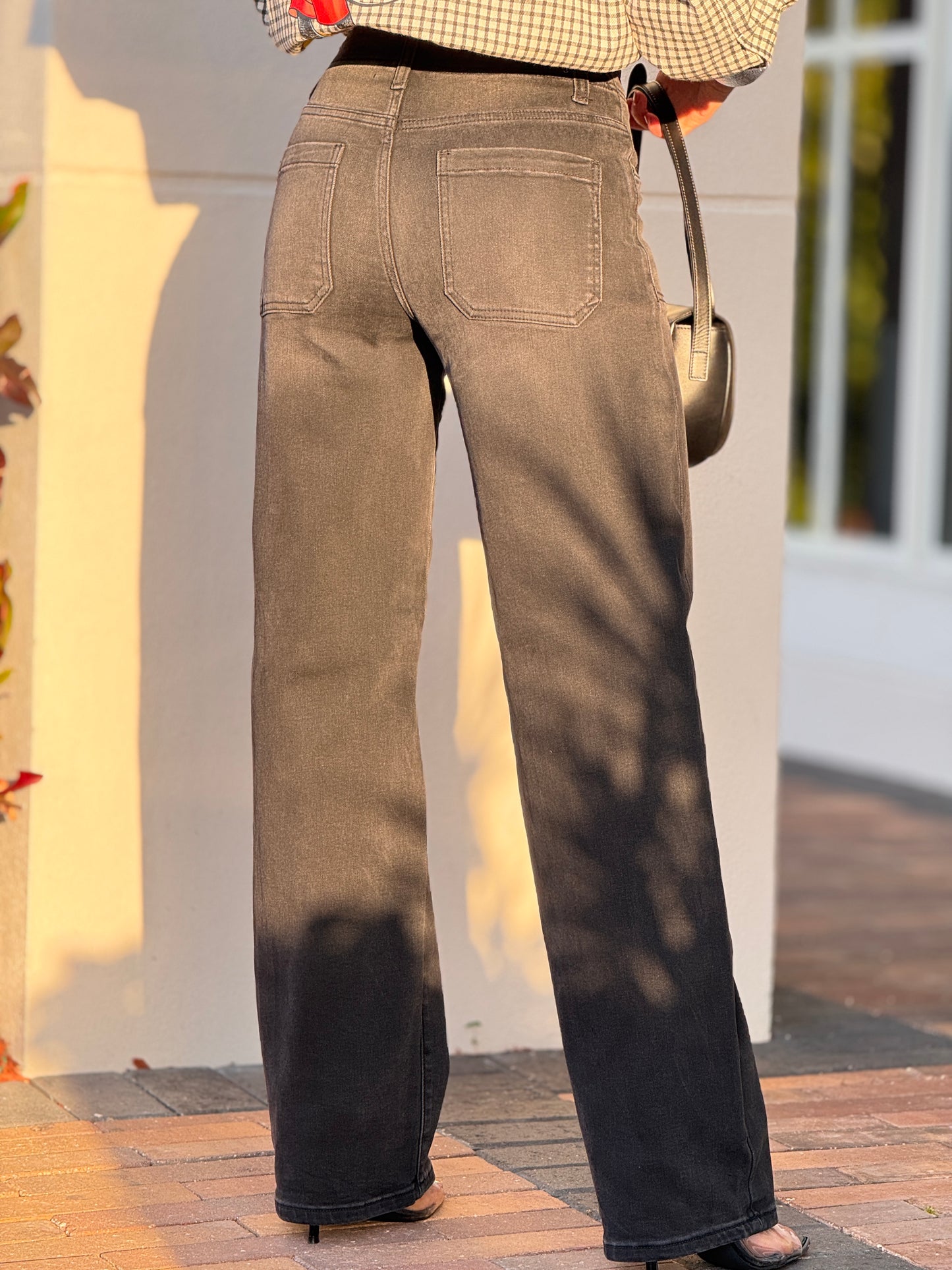 Risen Black Denim Tied Barrel Jeans