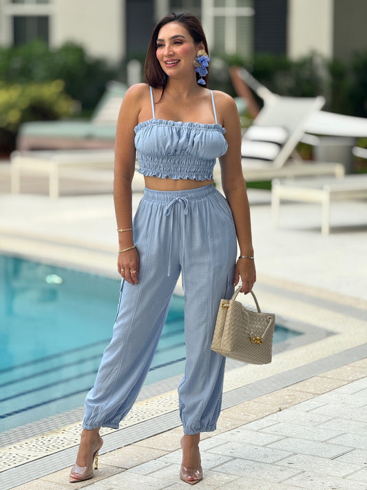 Cameo Blue Linen Set
