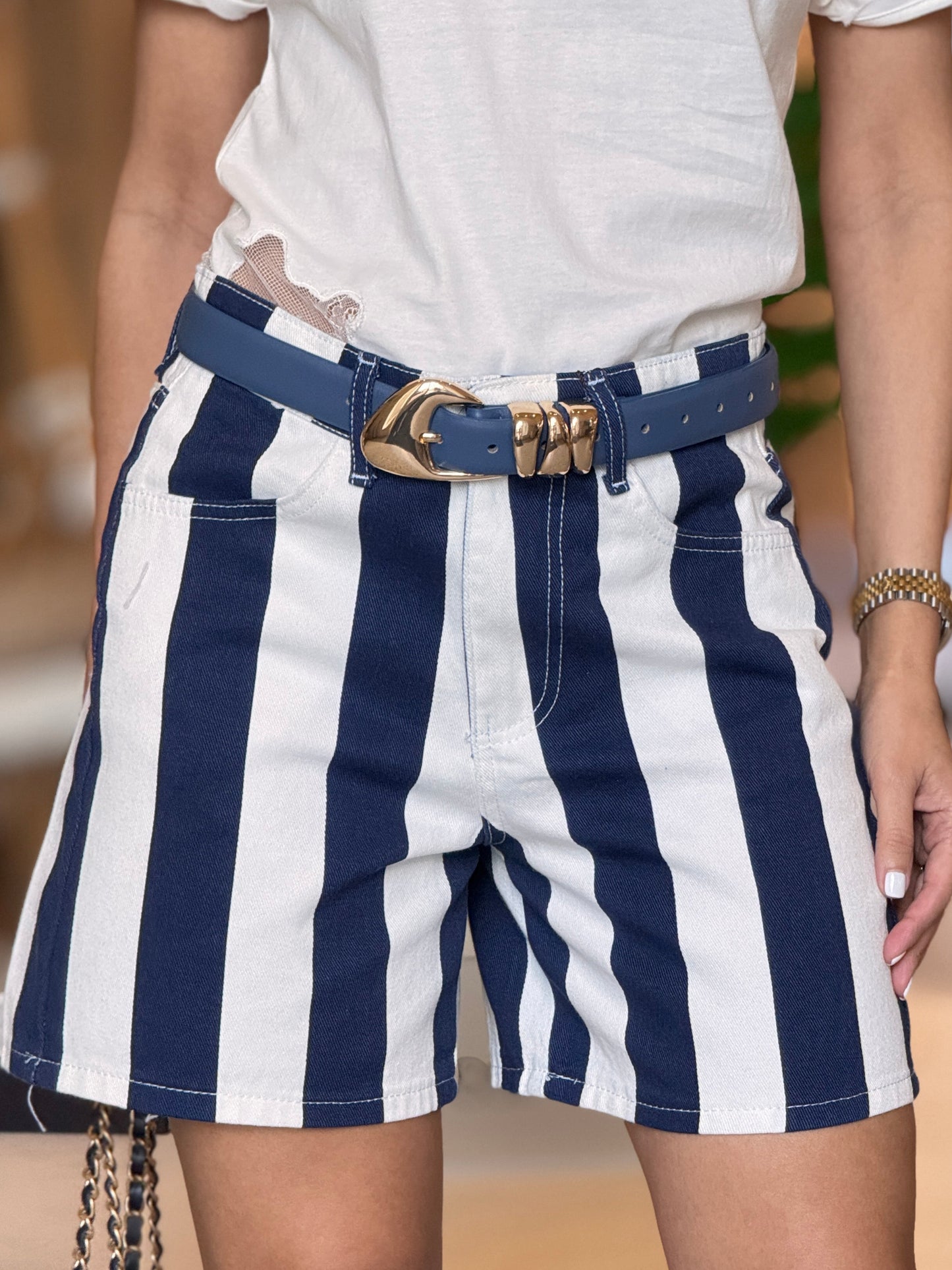 Flow Navy/White Denim Bermuda Shorts