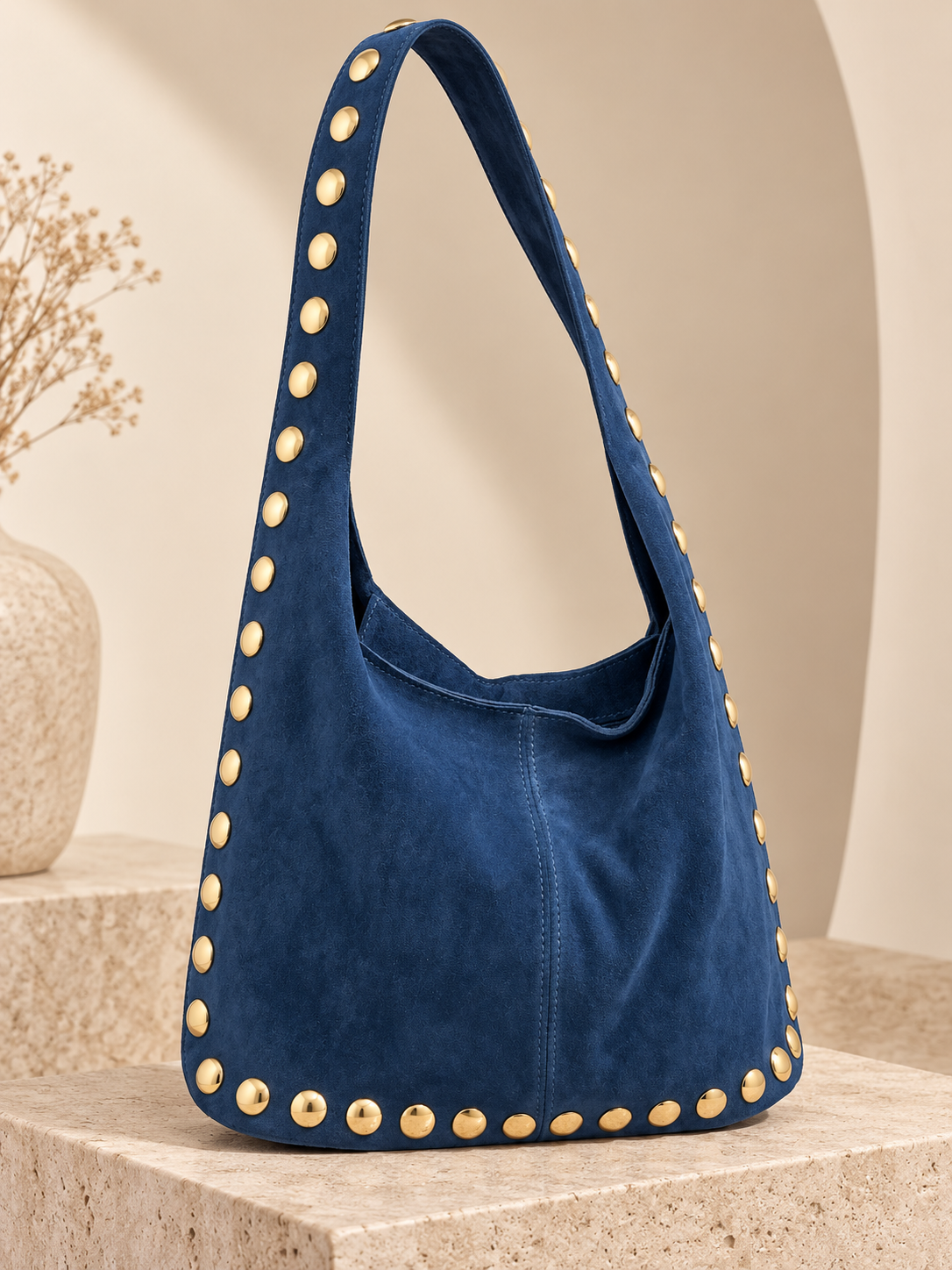 Italy Blue Remaches Suede Bag