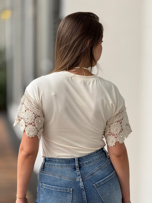Pastel Beige Rhinestone T-Shirt