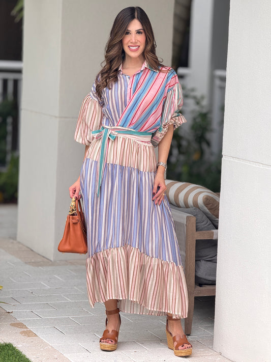 Aperol Multicolor Lines Dress