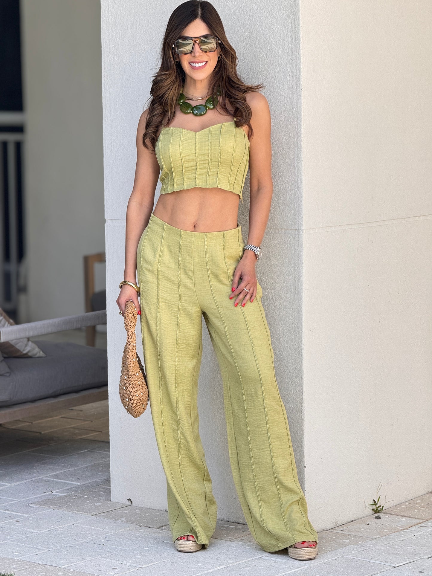 Milka Green Braids Pant Set