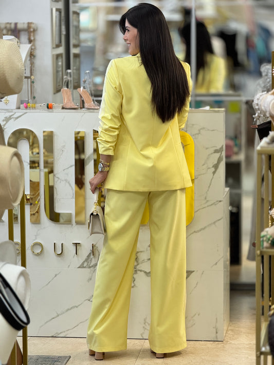 Ovianca Yellow Lines Blazer Set