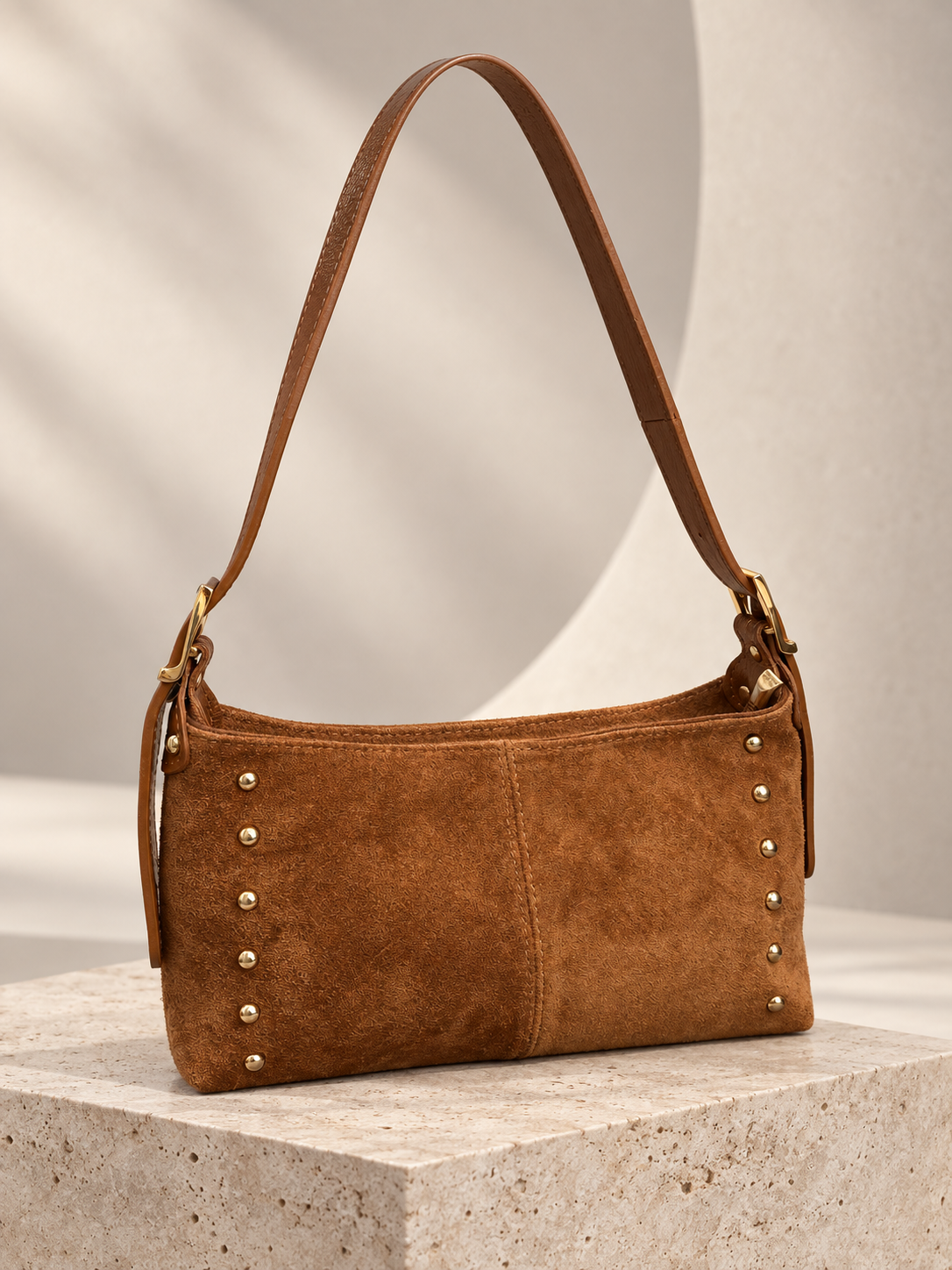 Italy Camel Suede HandBag