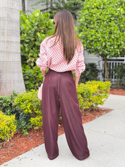 Linzy Pink Polka Dots Jacket Top