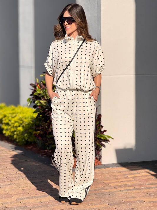 Italy White/Black Polka Dots Sport Set