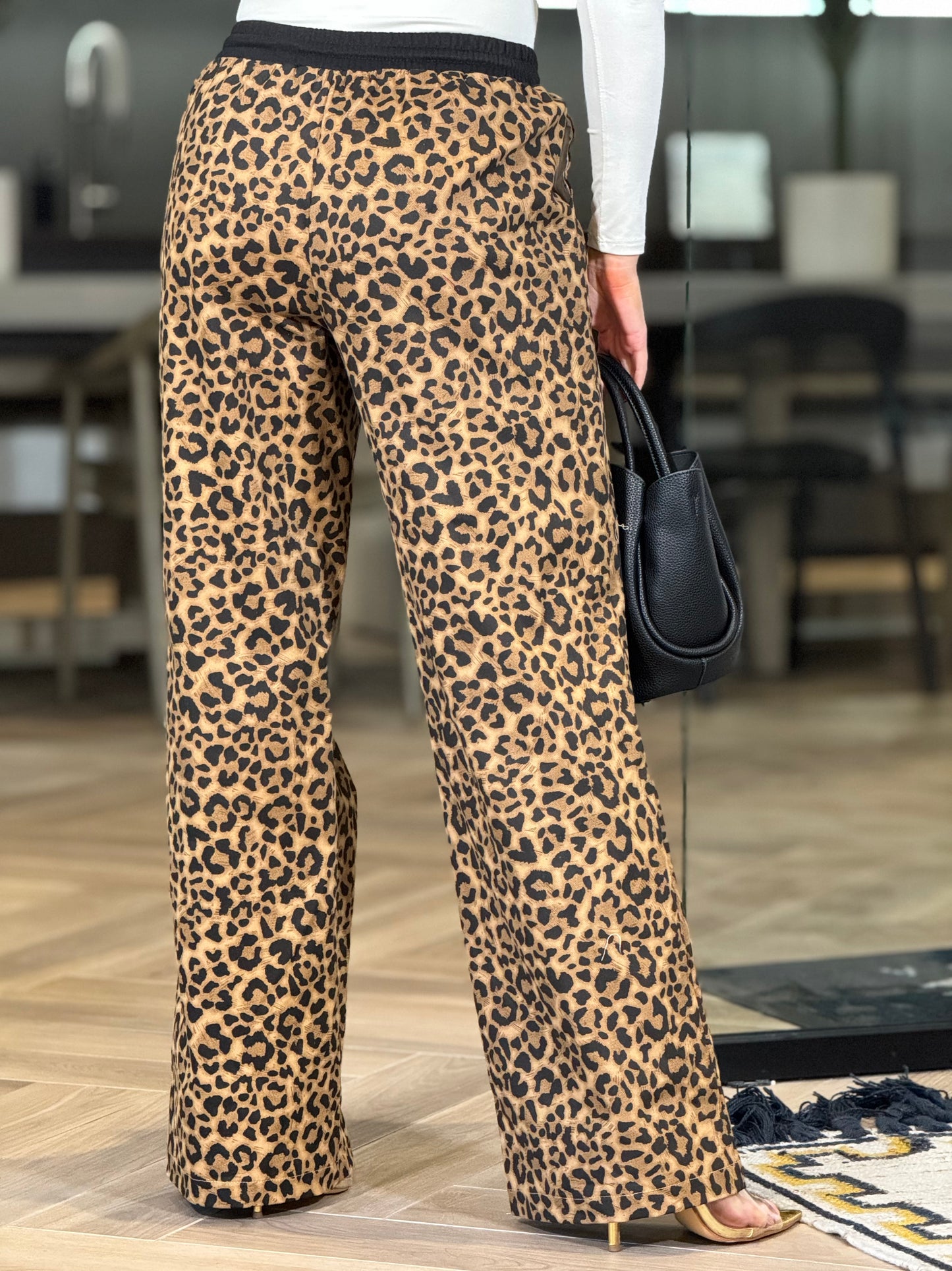 Angelica Leopard/Black Waistband Pants