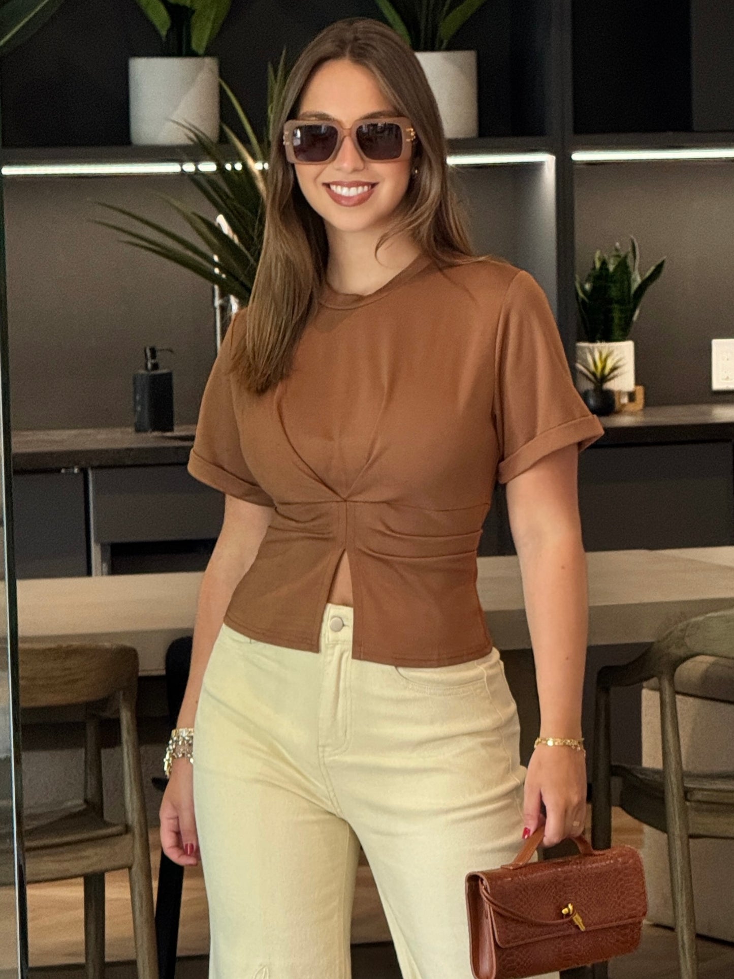 Fifth Brown Cropped T-Shirt