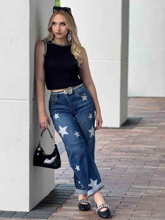 Risen Dark Denim Stars Jeans