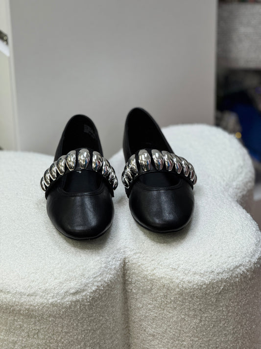 Accept Black/Silver Ballerina Shoes