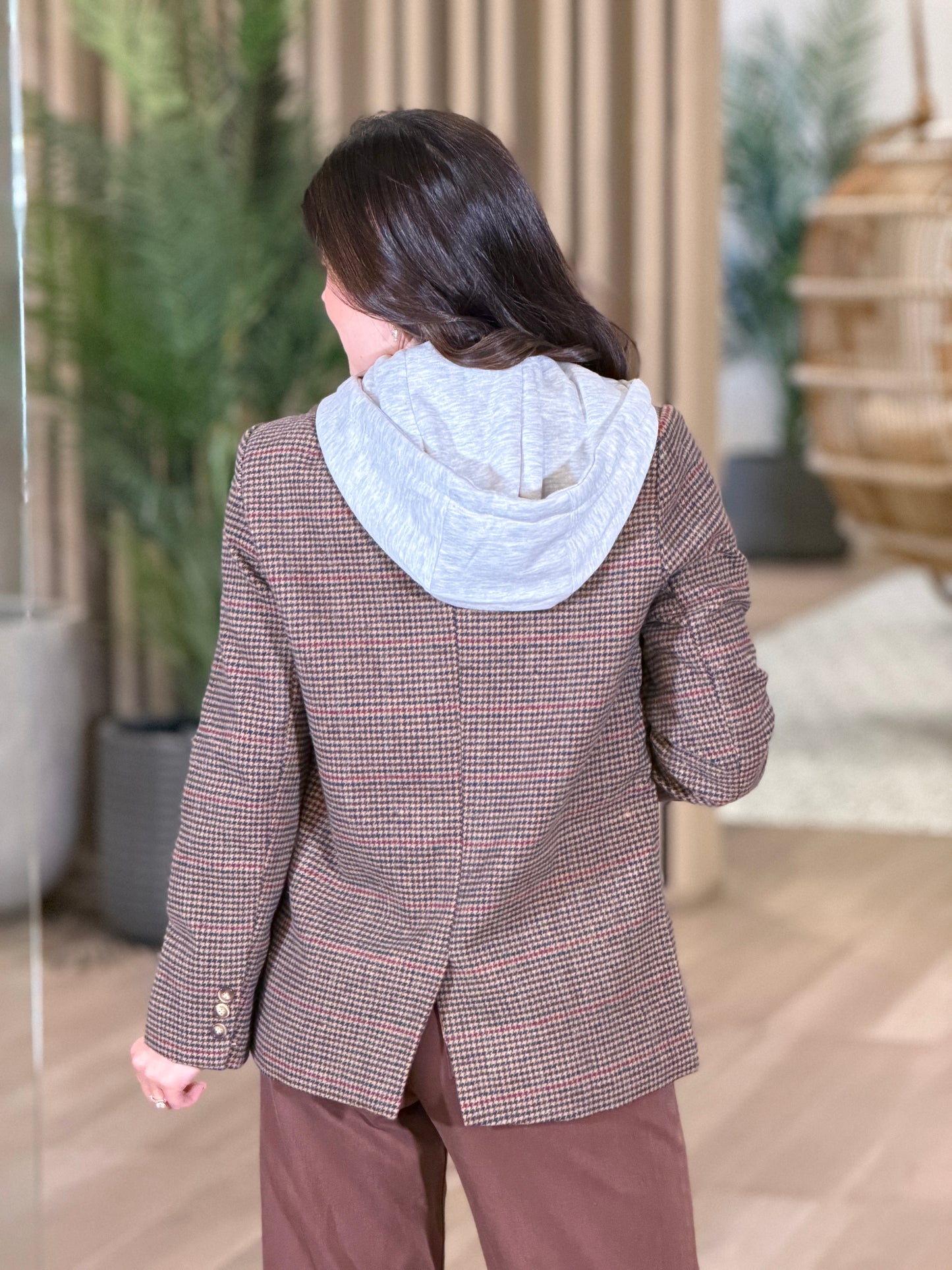 Mahogany Vichy Print Jacket Top