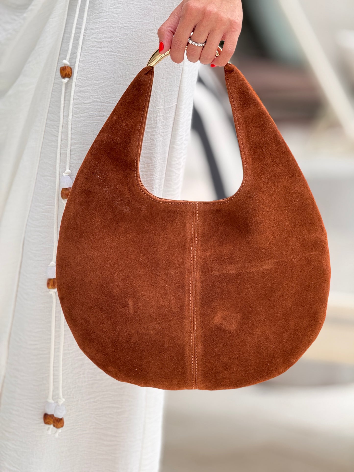 Brown Caramel Suede Bag