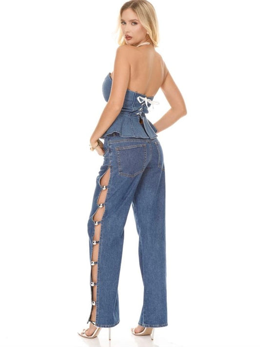Gaia Silver Spheres Denim Set
