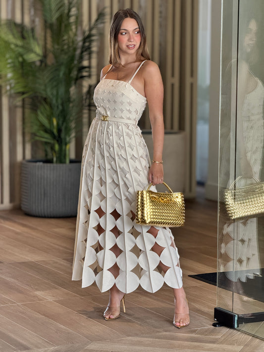 Eugenia Beige Circles Dress