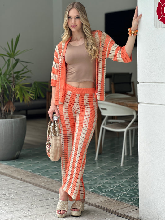 Fannia Orange Lines Knitted Set