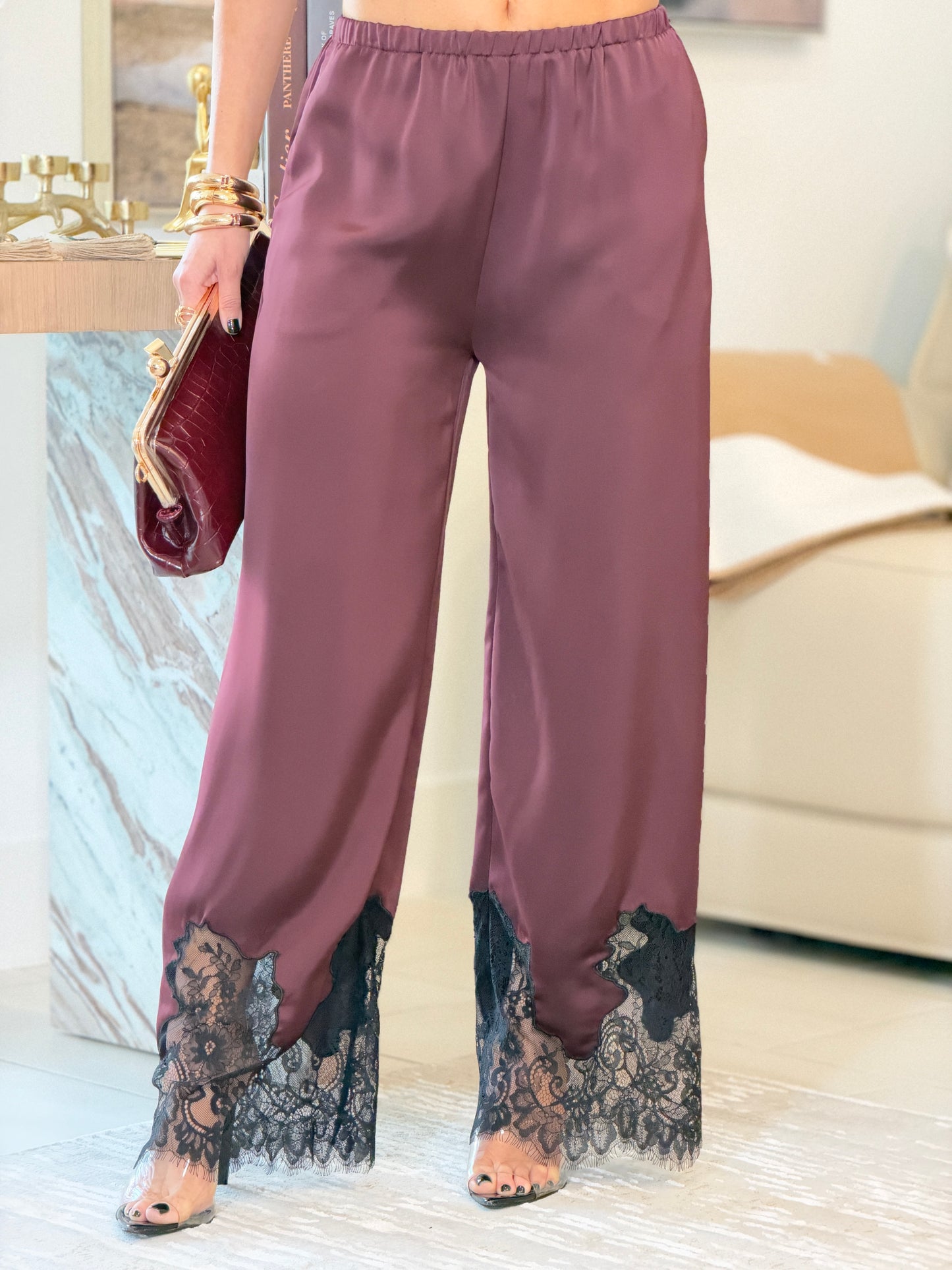44631 Botany Burgundy Satin Pants