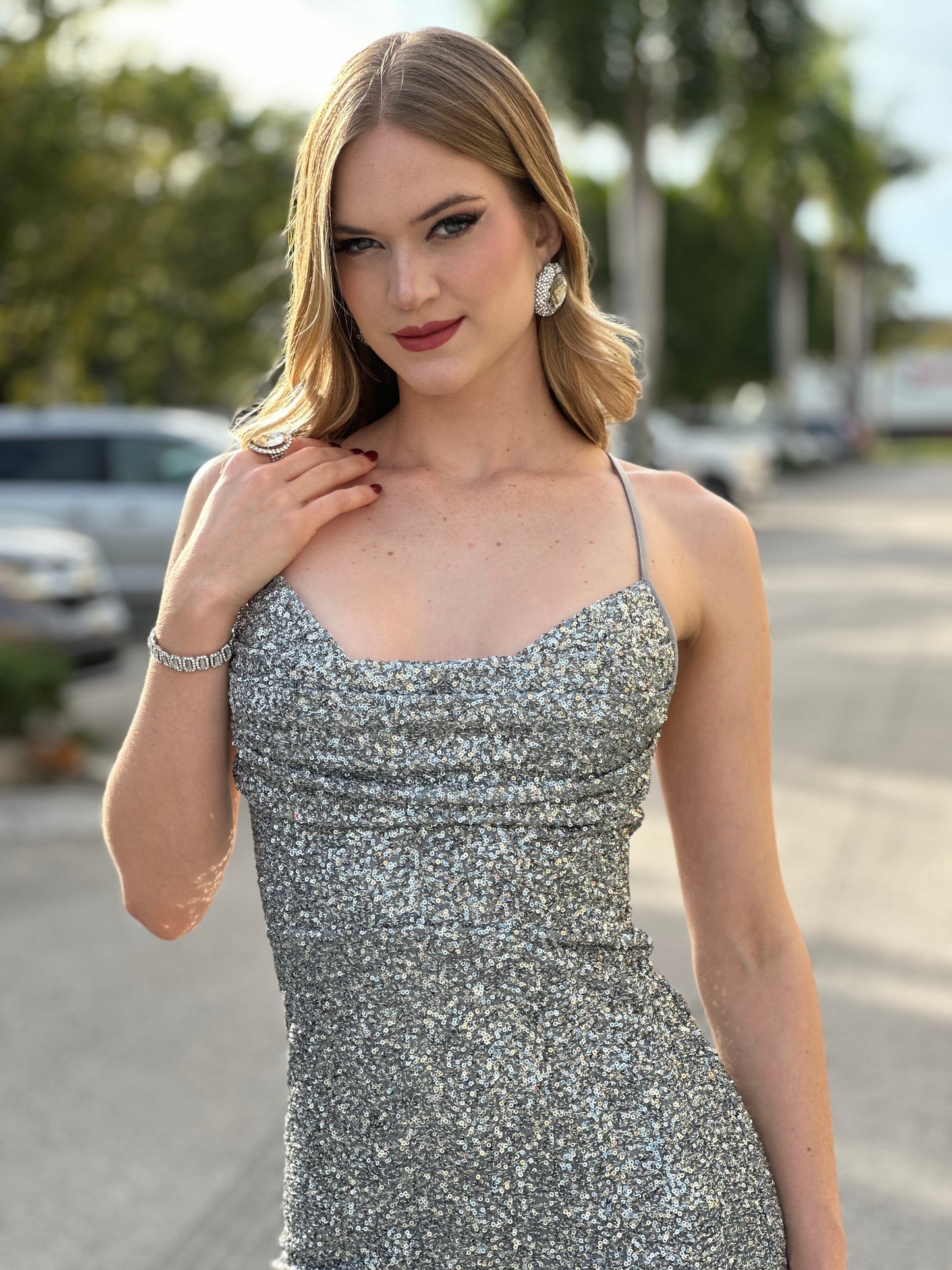 Kristen Silver Sequin Dress Gala