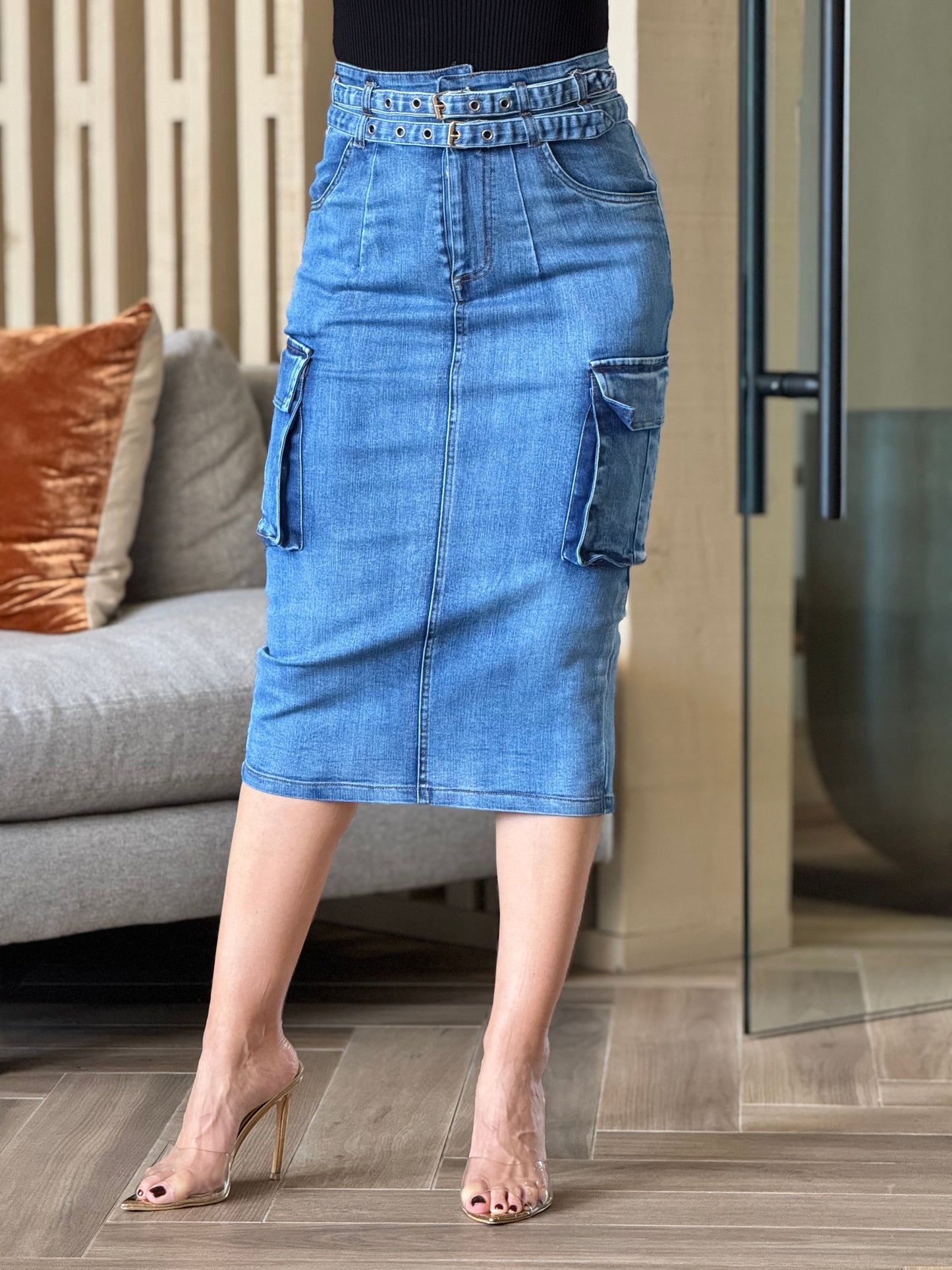 Angelica Denim Cargo Skirt