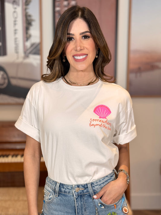 Somewhere Shell Pink/White T-Shirt