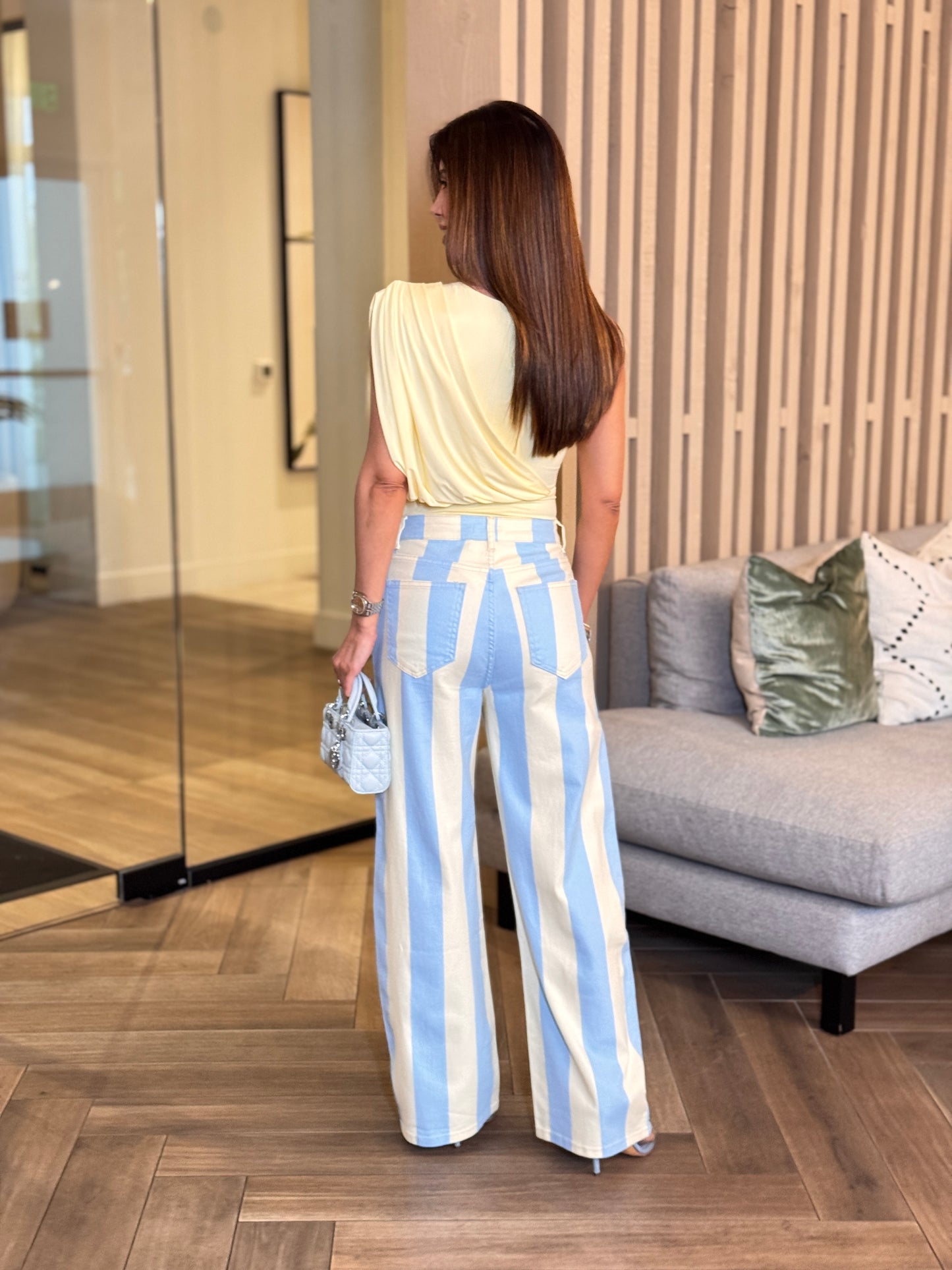 Voguish Yellow/Blue Lines Pants
