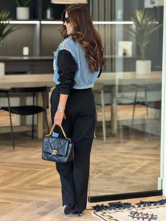 Turkish Black/Denim Pearls Sport Set
