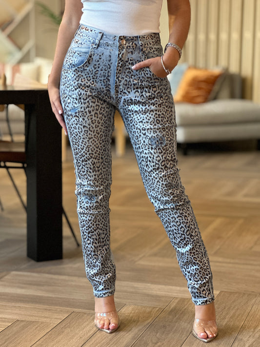 Hilary Leopard Metallic Skinny Jeans