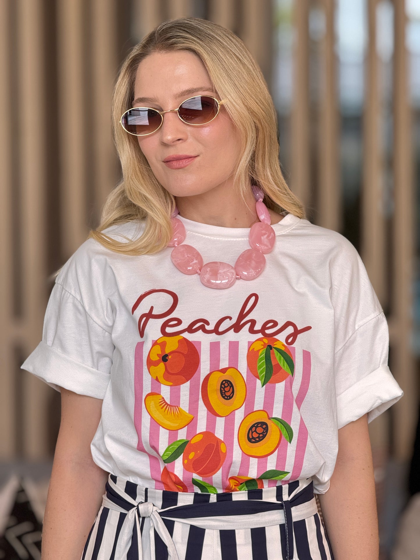 Peaches White T-Shirt