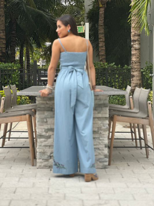 Wilma Embroidered Denim Jumpsuit