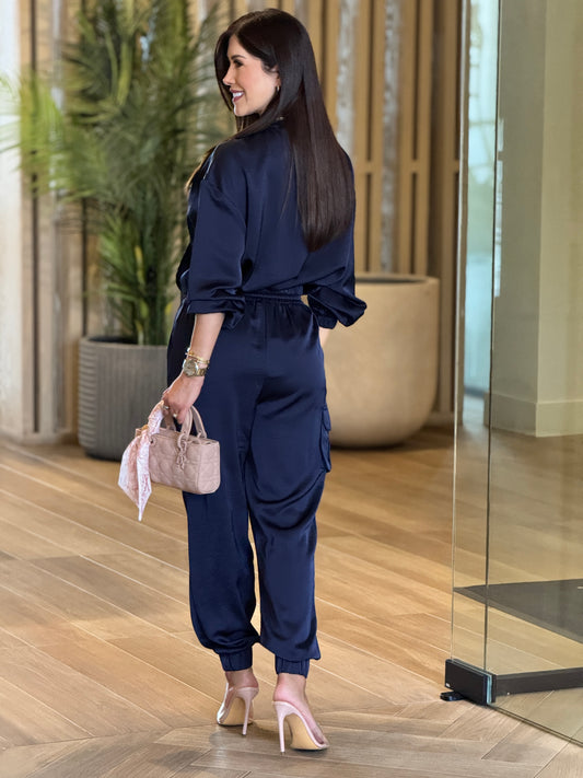 Glam Navy Satin Set